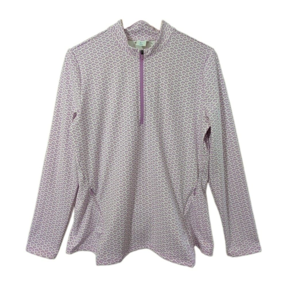 Sigrid Olsen Golf Tennis 1/4 Zip Top Women L Purple Long Sleeve Stretch Pockets